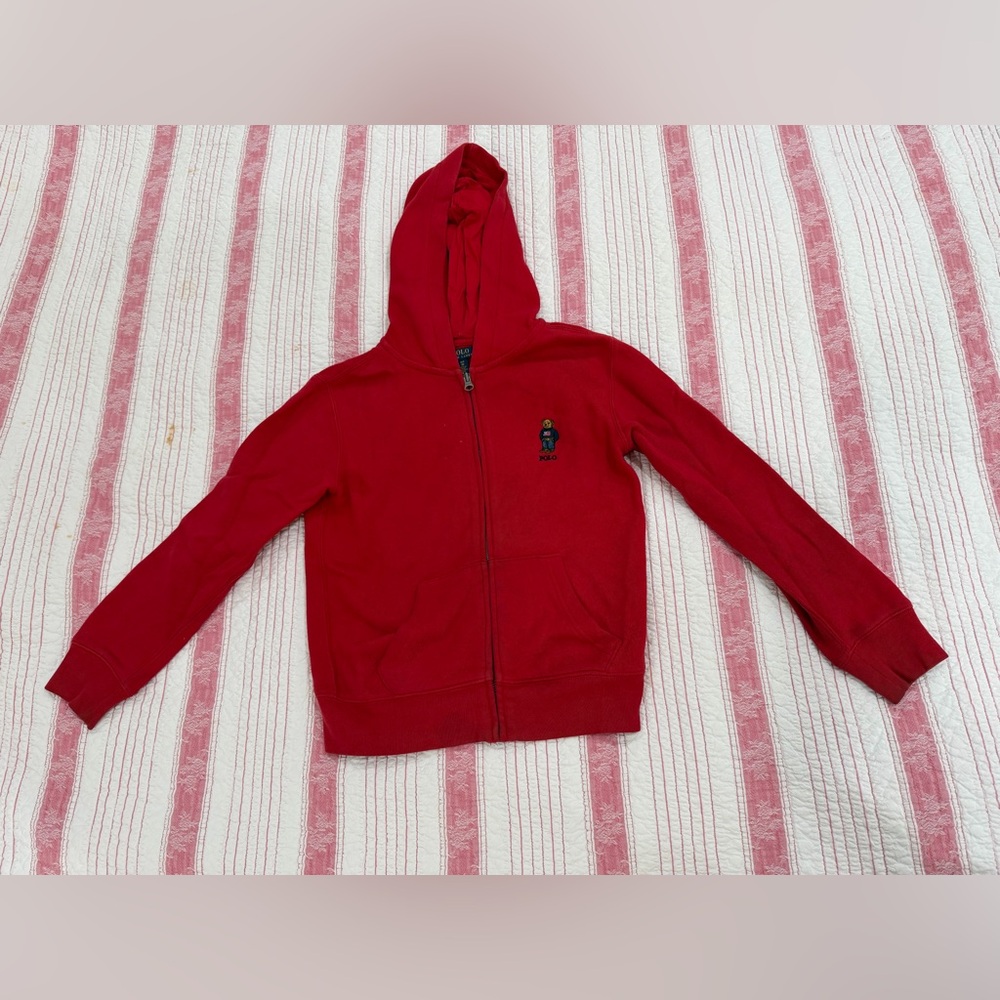 Polo by Ralph Lauren Bear Kids Red Zip-Up Hoodie